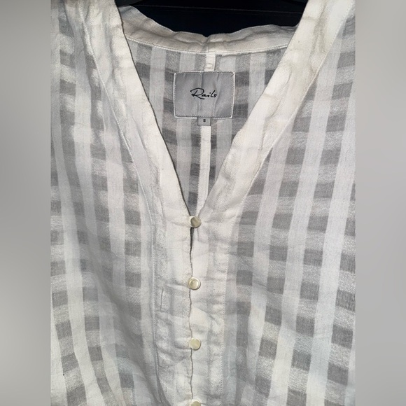 Rails Thea Tie Waist White Tonal Powder Check
Pattern Short Sleeve Button Small - Picture 5 of 7